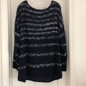 Navy striped loose knit sweater